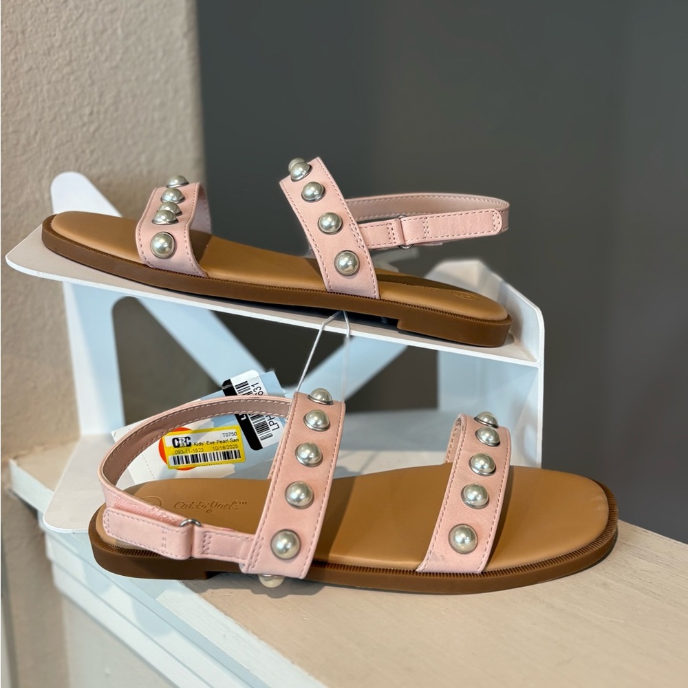 Cat & Jack Big Kid Eve Pearl Sandals Blush Pink Youth Size 3 NEW